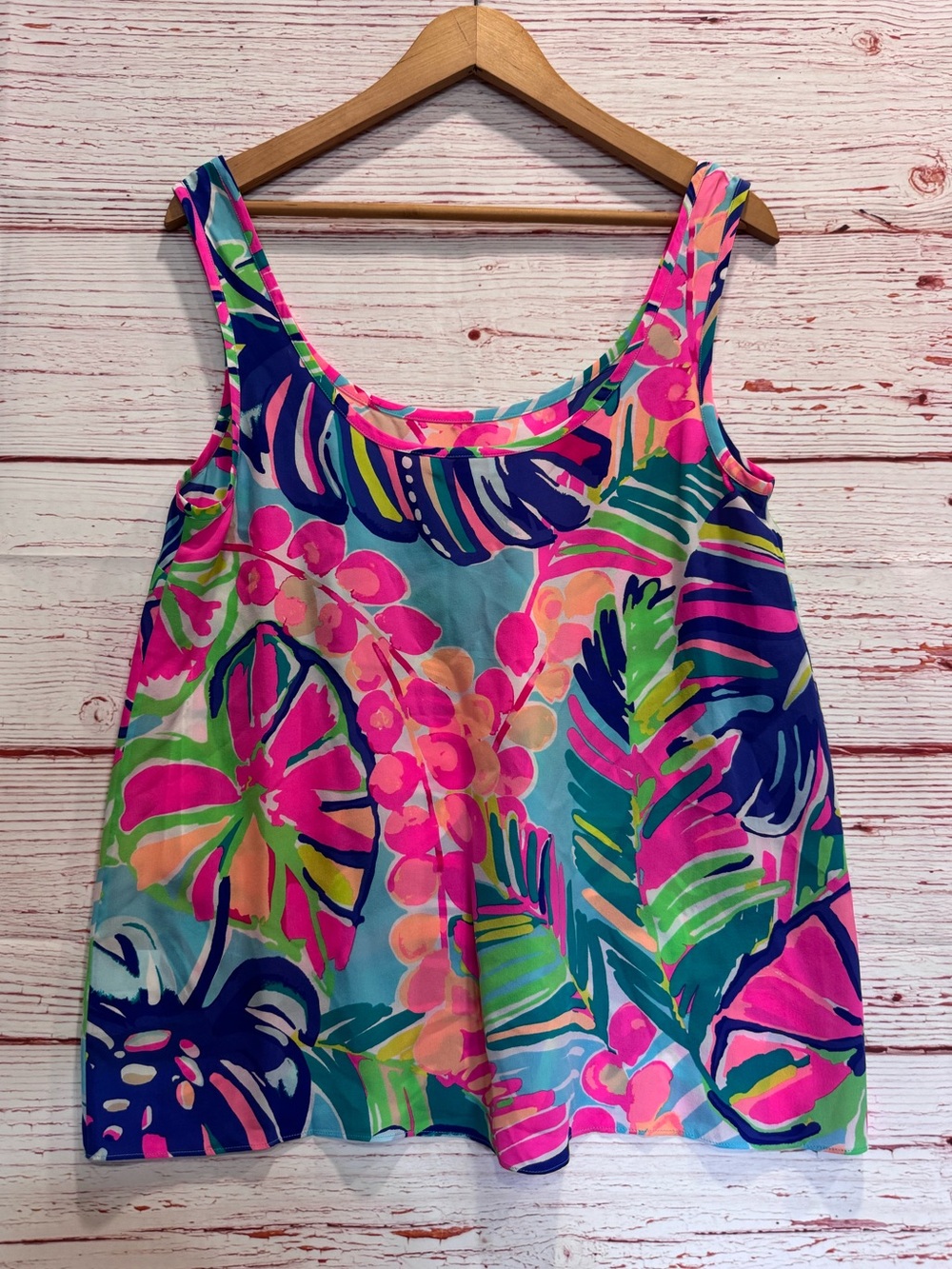 Lilly Pulitzer Cosmos Silk Tank Top in Multi Exotic Garden Sz M - Picture 6 of 7